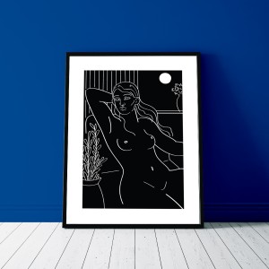 contemplation-cadre-nu-feminin-serigraphie-nantes-illustration-sarah-nyangue-saratoustra