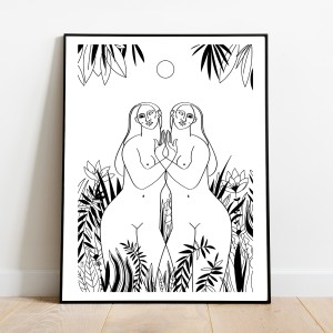 deux-femmes-cadre-serigraphie-foret-illustration-nantes-sarah-nyangue-saratoustra