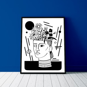 la-femme-en-fleurs-cadre-serigraphie-antique-illustration-nantes-sarah-nyangue-saratoustra