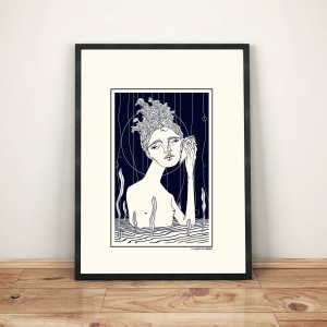 le-chant-des-sirenes-serigraphie-cadre-illustration-nantes-sarah-nyangue-saratoustra