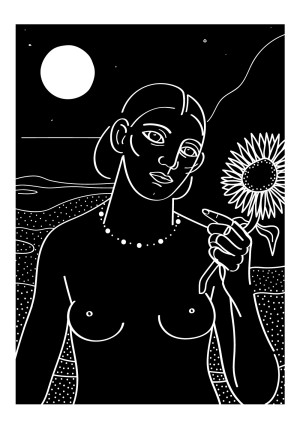 le-tournesol-noir-serigraphie-illustration-nantes-sarah-nyangue-saratoustra