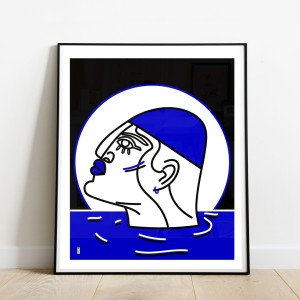 le-nageur-cadre-serigraphie-illustration-mer-nantes-sarah-nyangue-saratoustra