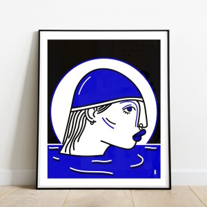la-nageuse-cadre-serigraphie-illustration-mer-nantes-sarah-nyangue-saratoustra