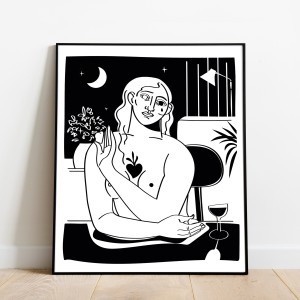 un-coeur-tendre-cadre-serigraphie-illustration-vin-sacre-nantes-sarah-nyangue-saratoustra